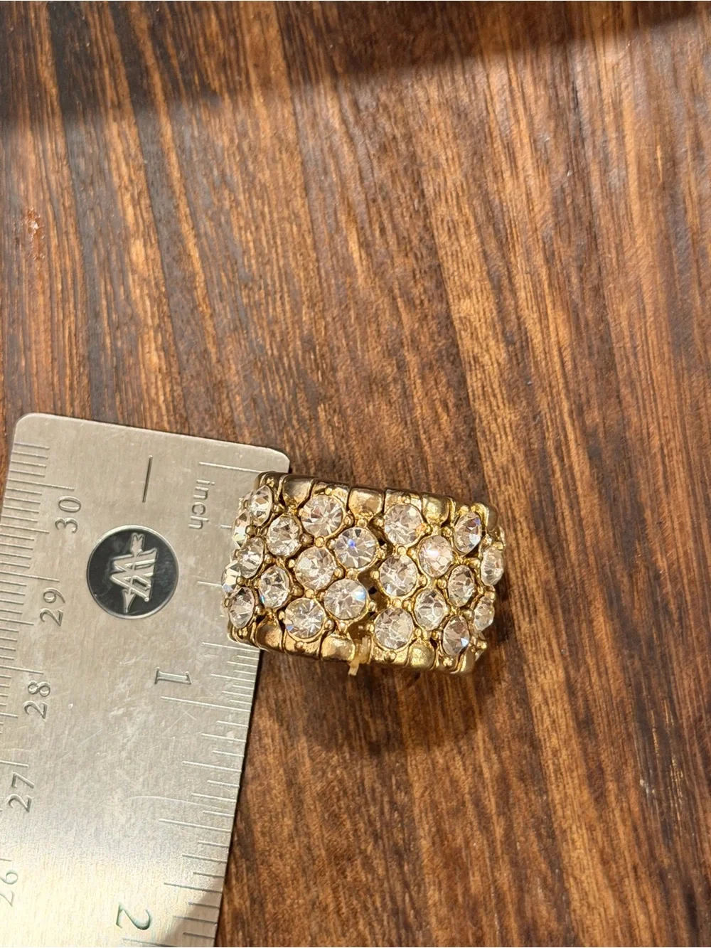 Gold Tone Clear Rhinestone Pave Statement Cocktail Ring #754